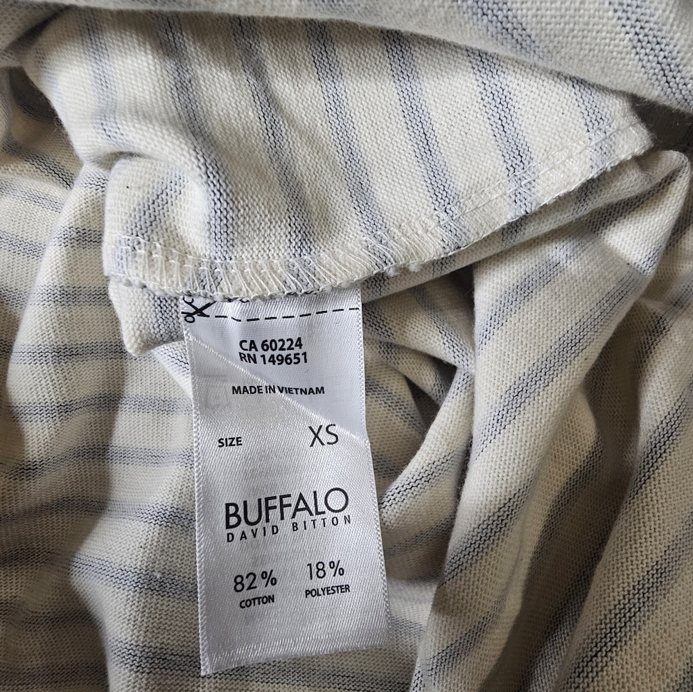 BUFFALO BY DAVID BITTON T SHIRT STRIPED BLACK CREWNECK DRESS Size XS - Picture 6 of 6